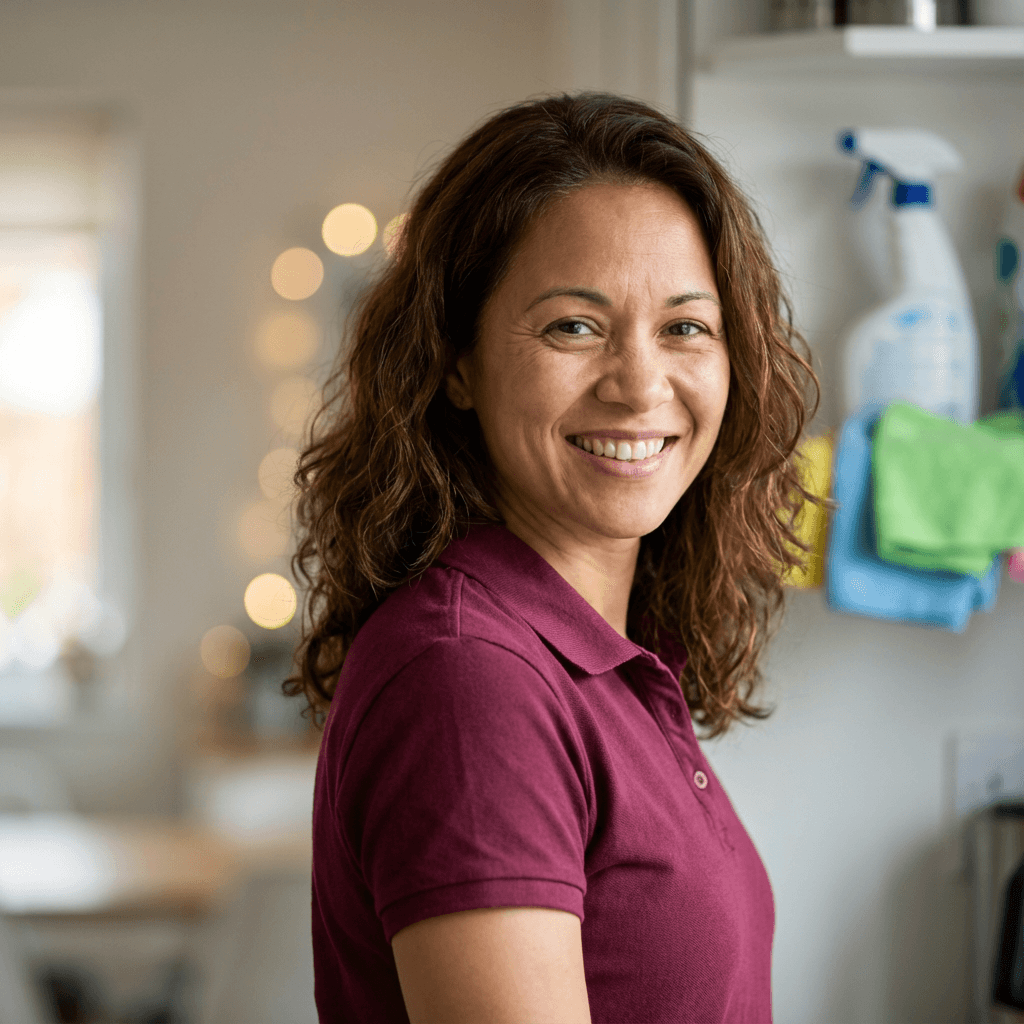 Portrait of a friendly professional cleaner smiling
