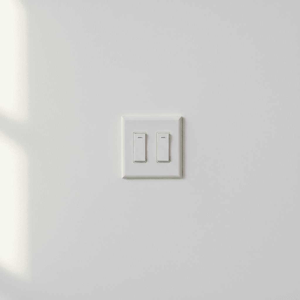 Clean white wall with light switch plate